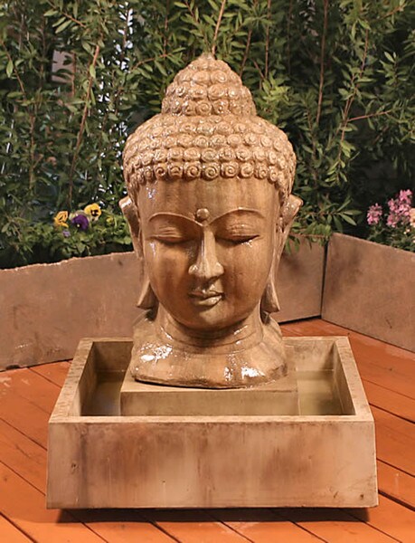 Buddha Head Asian Garden Water Fountain